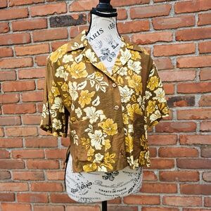 🌺 Steve Madden Cropped Hawaiian Floral Shirt